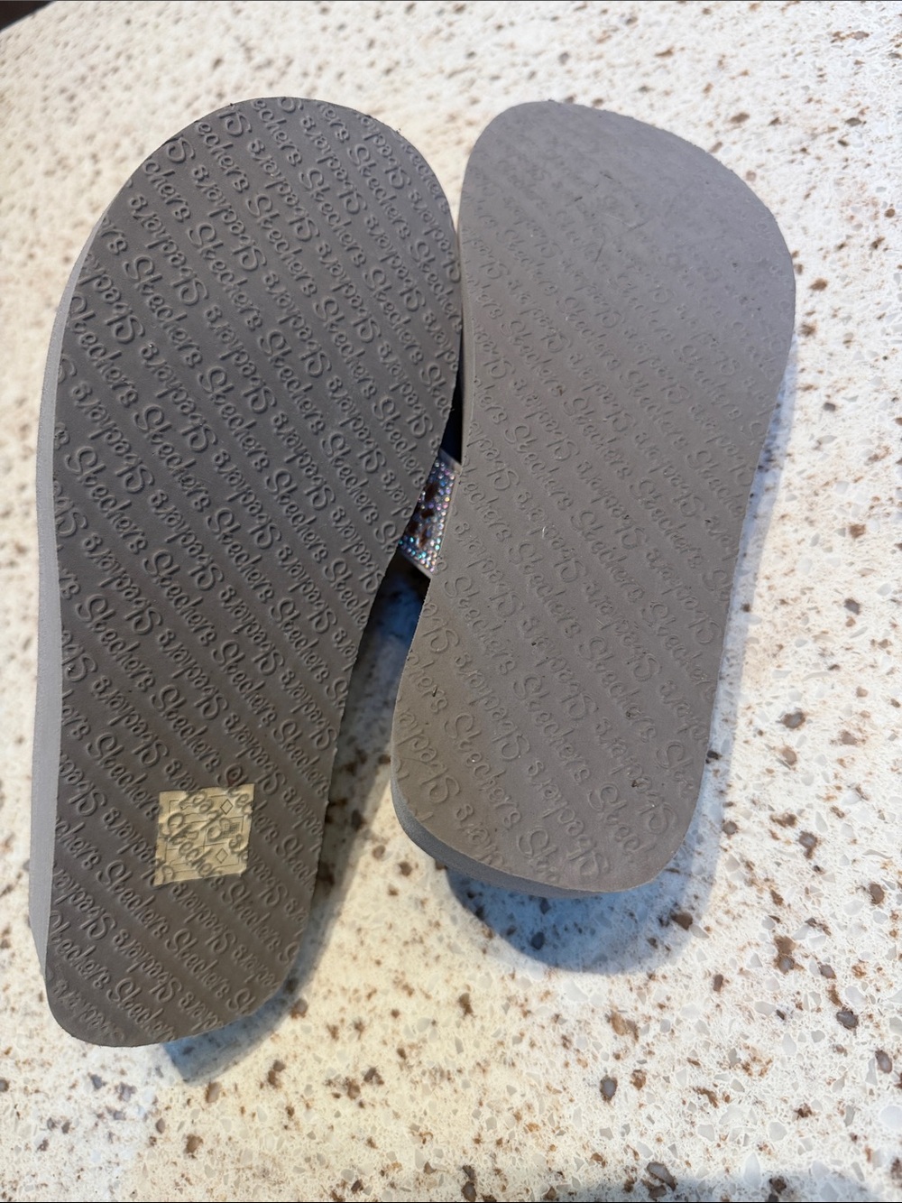 Skechers Cali Taupe Rhinestone Thong Sandals - Picture 4 of 6